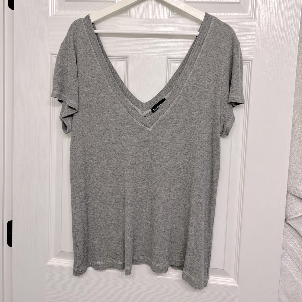 Gray Off the Shoulder Tee Shirt
